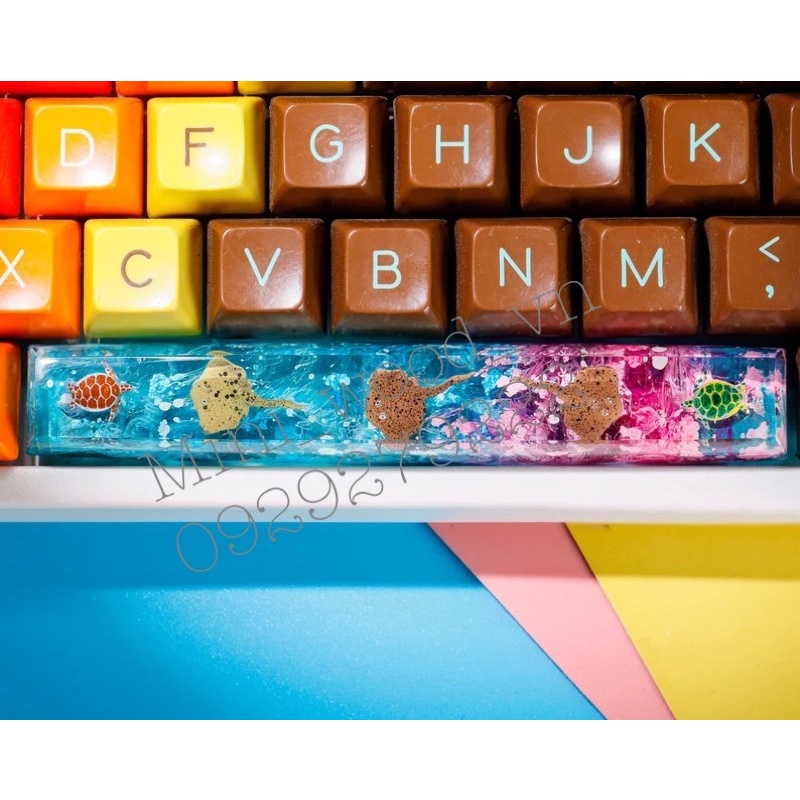 Nút bàn phím cơ cá đuối + rùa xanh/hồng.Keycap resin.Keycap Artisan