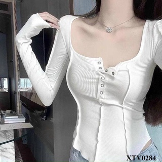 (Video thật) Áo Thun Gân Tay Dài Cúc Bấm