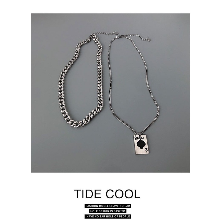 Niche Dây Chuyền Hai Lớp Hình Thẻ Bài Hát Lạnh Phong Cách Hip Hop Cho Nam Và Nữ