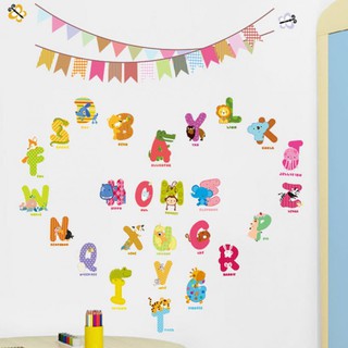 Miếng dán tường chống thấm nước hình bảng chữ cái tiếng Anh, dễ chùi rửa