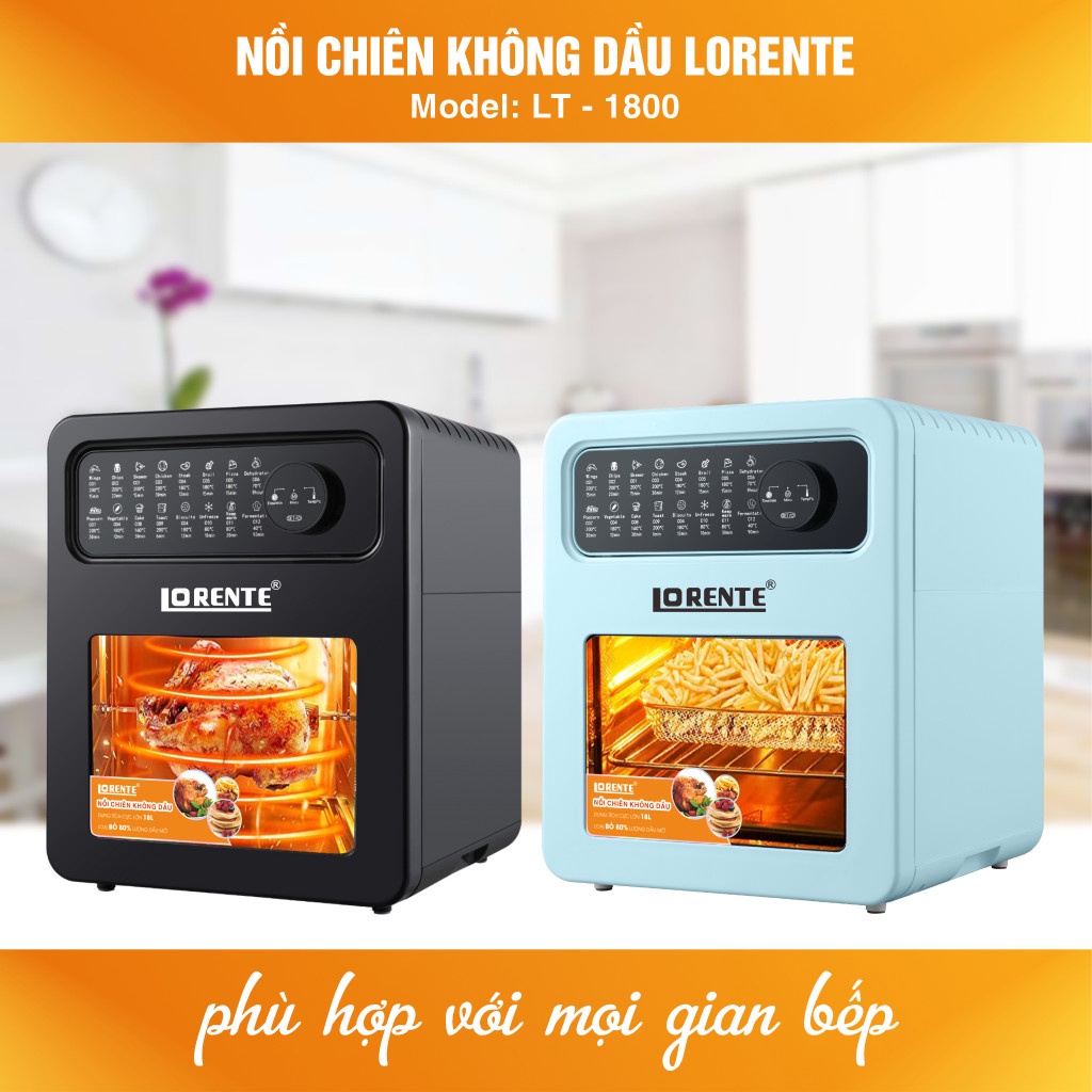 [Mã ELHADEV giảm 4% đơn 300K] (Mã CHUT002 giảm 8%) Nồi chiên không dầu Lorente LT-1800 - Hàng Chính Hãng