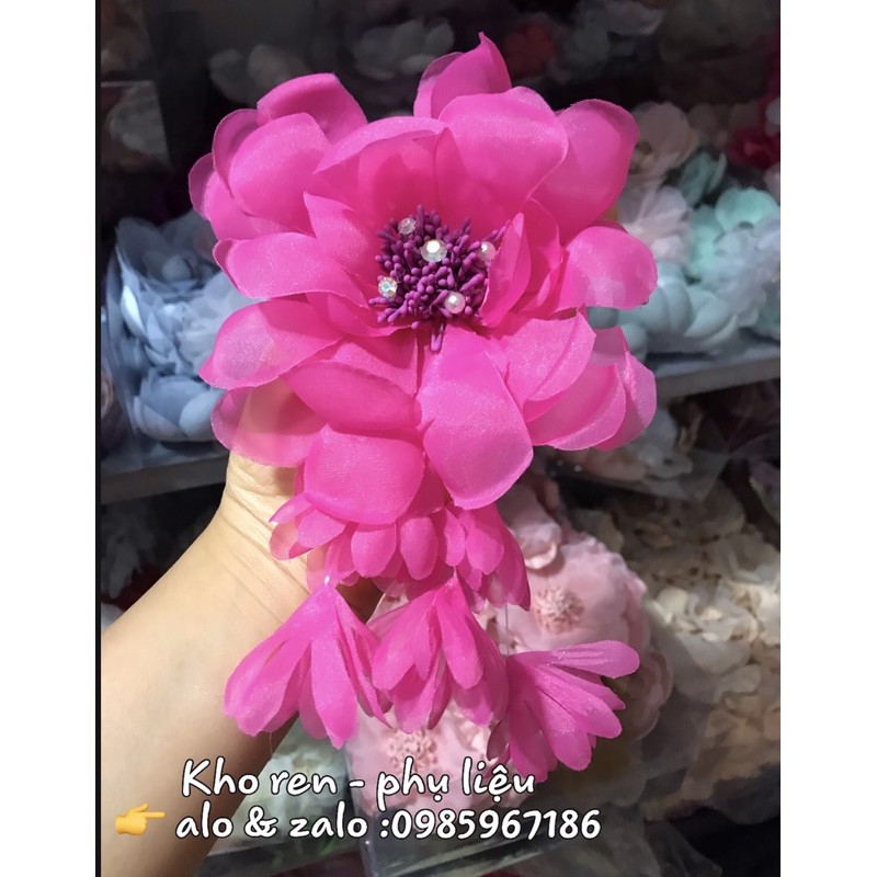 Hoa voan hàn đính váy áo, cài áo hàng loại 1 bông to siêu xinh