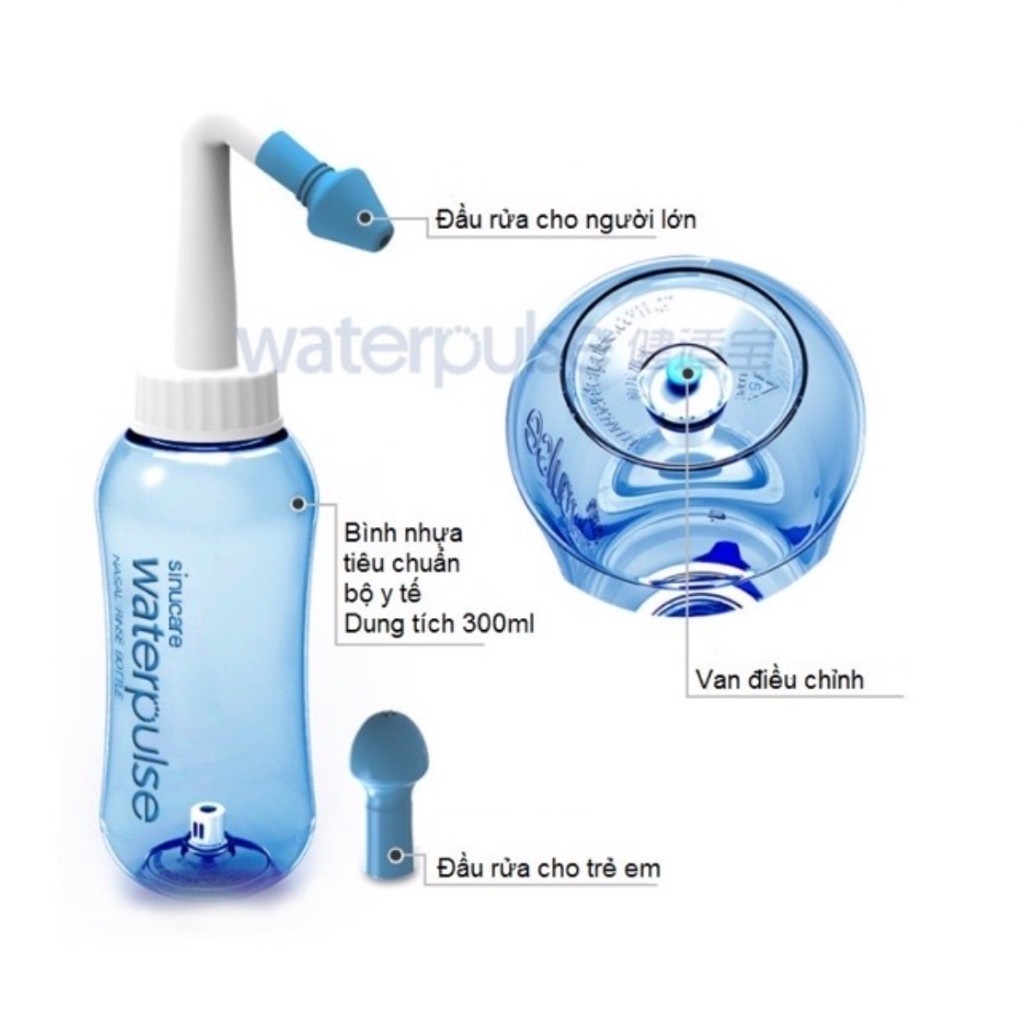 Bình Rửa Mũi Water Pulse 300ml tiện dụng xịt rửa sạch mũi, bình rửa mũi dùng cho trẻ em và người lớn