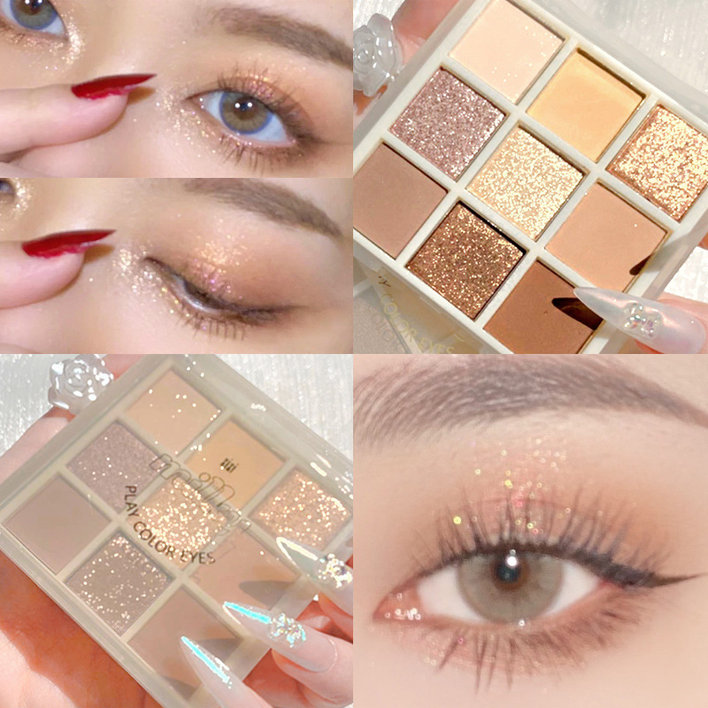 Xixi Bảng phấn mắt chín màu lì thích hợp cho người mới bắt đầu màu sữa taro tông đất | BigBuy360 - bigbuy360.vn