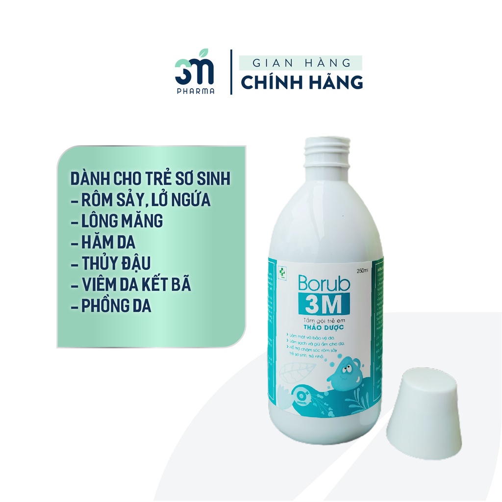 Sữa Tắm Gội Thảo Dược Cho Bé Borub - Chiết Xuất Thảo Dược Giúp Làm Sạch, Giữ Ẩm, Chăm Sóc Da - Borub 3M 250ml