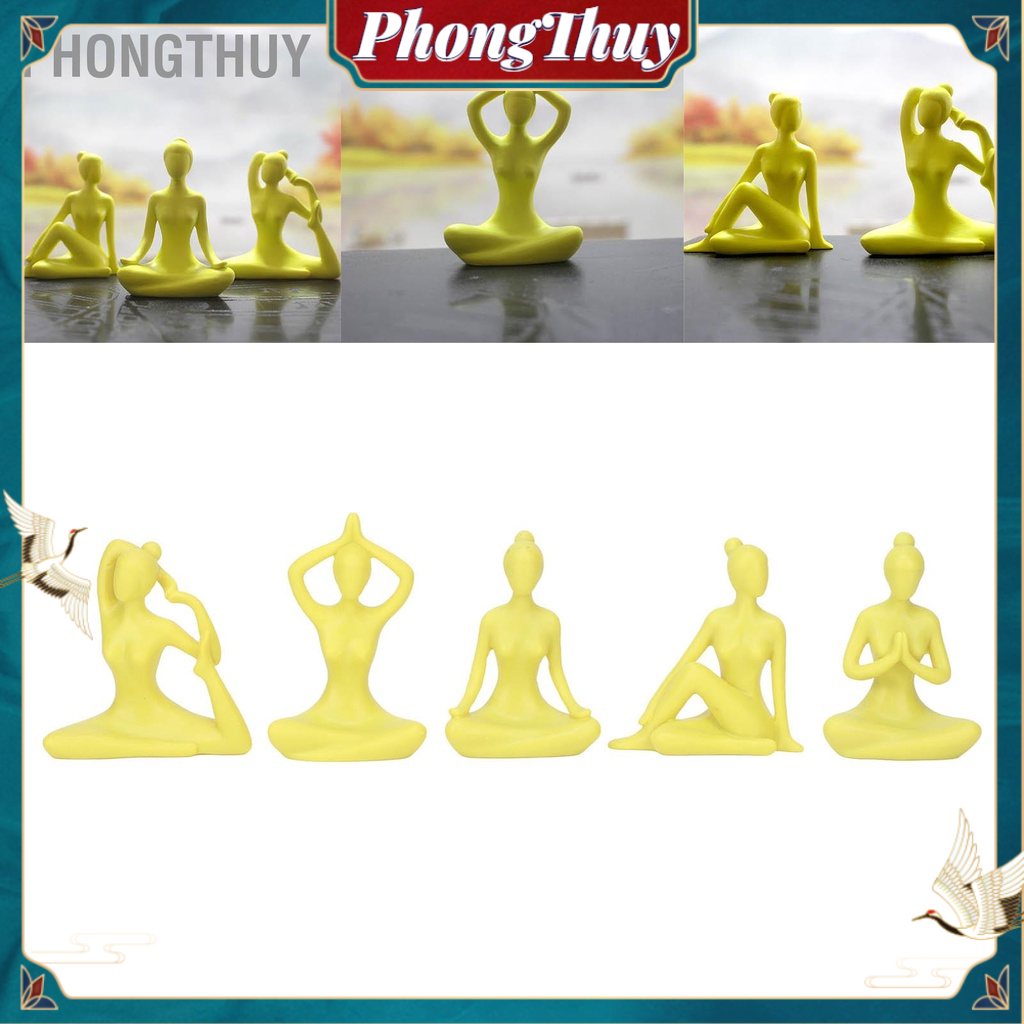 PhongThuy 5 Chiếc Yoga Tượng Phong Cách Đơn Giản Màu Vàng Hấp Dẫn Trang Trí Bền Có Thể Đeo Các Bức Nhỏ Phòng Khách