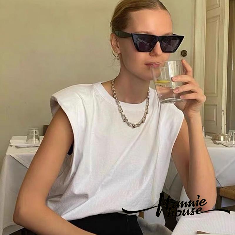 Áo Sát Nách Màu Trơn Thiết Kế Cổ Tròn Cho Nữ