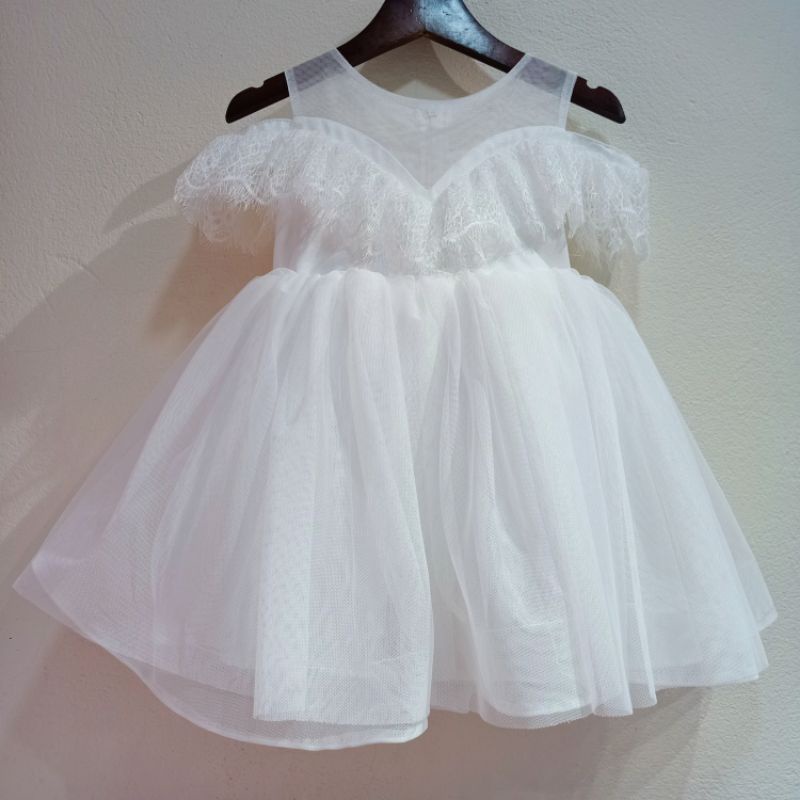 ĐẦM ĐI TIỆC CHO BÉ GÁI - Đầm công chúa voan trắng thiên thần cho bé 1-12 tuổi