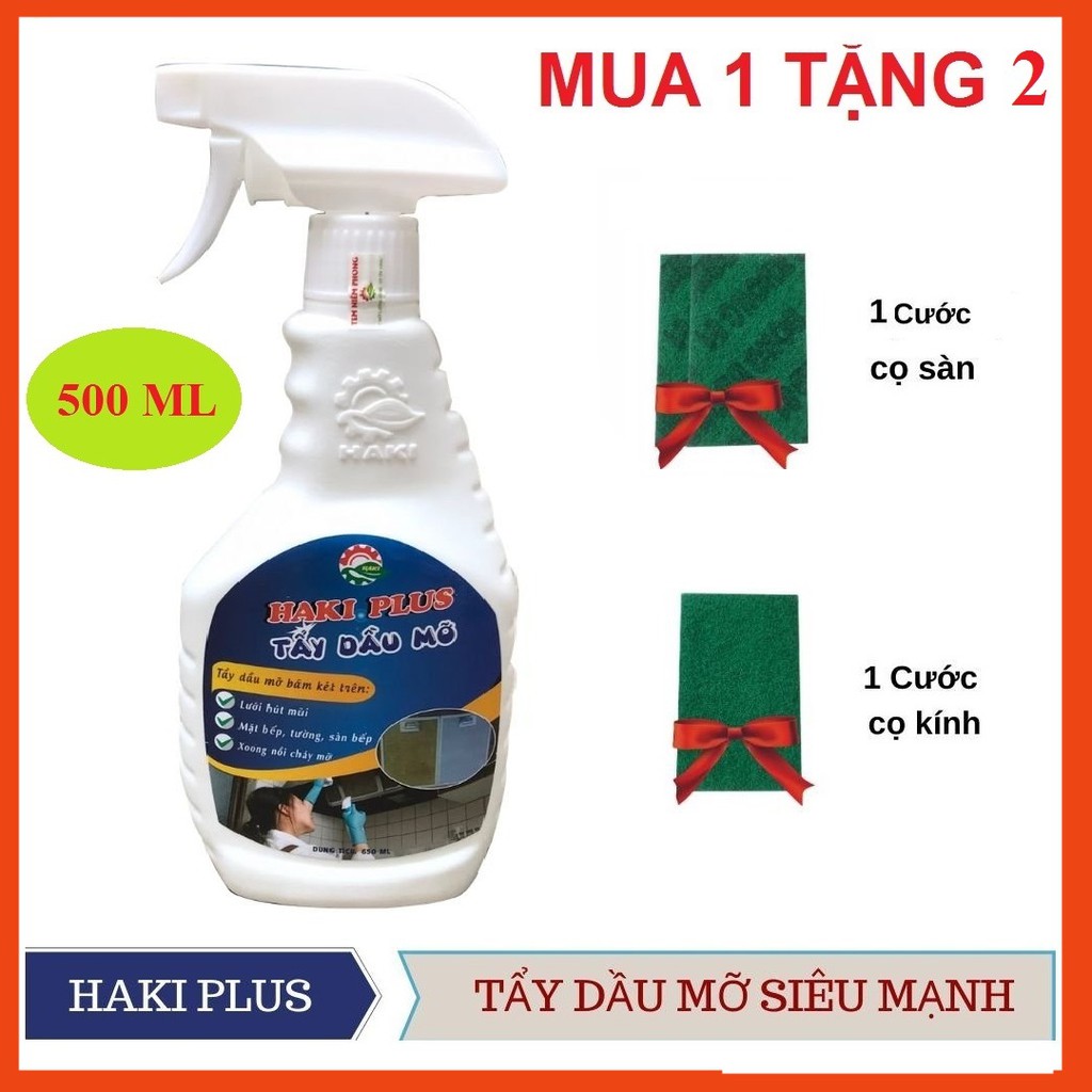 Nước tẩy dầu mỡ HAKI PLUS cực mạnh, tẩy sạch vết bẩn lưới hút mùi, vết ố xoong nồi, vết đen, vết dầu mỡ lâu năm