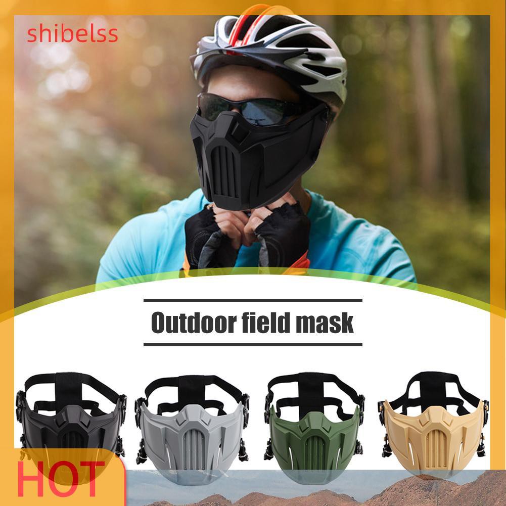 （ʚshibelss）TPR Half Face Mask Outdoor Protective Paintball Airsoft Cosplay Helmet Mask