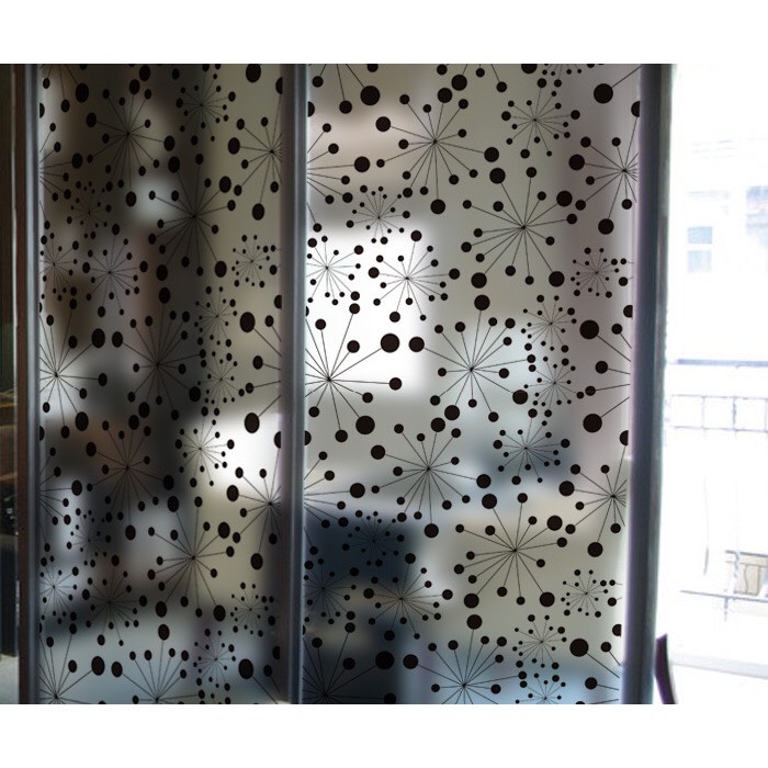 Decal dán kính Cao Cấp - Hoa Cánh TRòn Đen ( 60x58 )