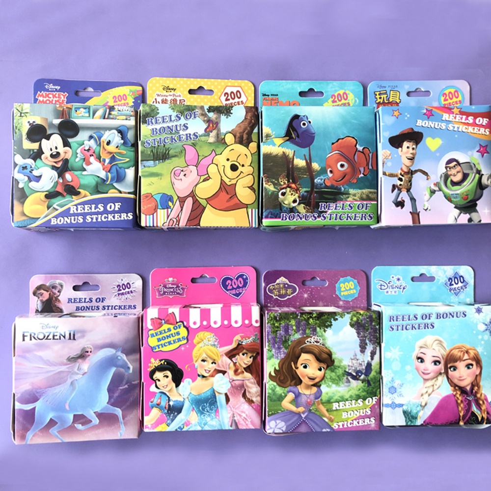 Bộ 200 Nhãn Dán Họa Tiết Hoạt Hình Frozen / Công Chúa Spiderman Siêu Anh Hùng Độc Đáo Cho Bé