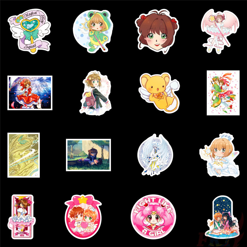 Set 100 miếng dán trang trí hình nhân vật Sakura dễ thương