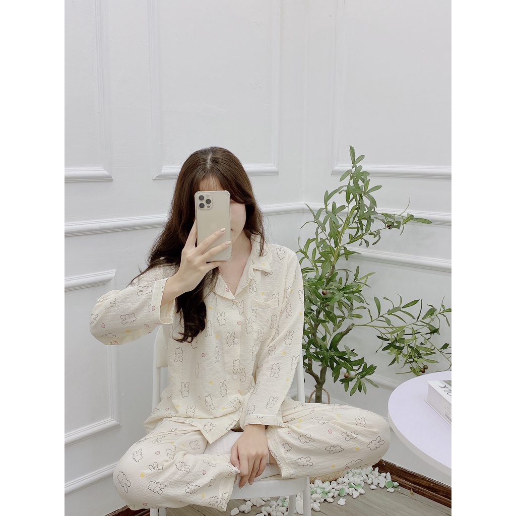 Bộ Pijama Thú Cưng ⚡️ [XẢ KHO SIÊU RẺ] ⚡️ Bộ Ngủ Xinh Quần Áo Dài Chất Đũi Xốp Mềm Tông màu Quá đẹp Họa tiết Xinh