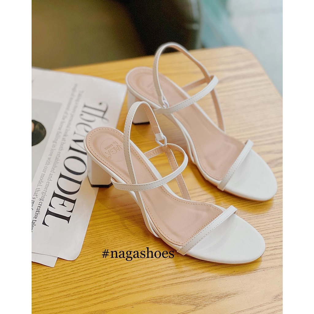 GIÀY CAO GÓT NAGASHOES QUAI MẢNH PHỐI GÓT ĐA GIÁC 5CM NAC215