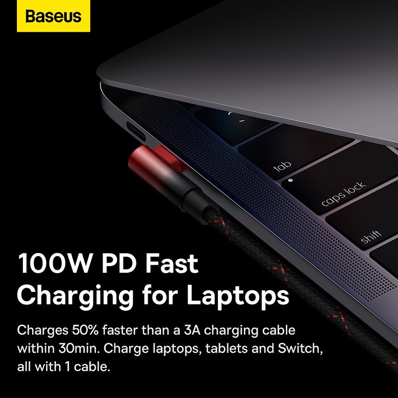 Cáp sạc nhanh điện thoại máy tính bảng 100w Baseus MVP có USB Type-C sang Type-C 20V/5A Chính Hãng