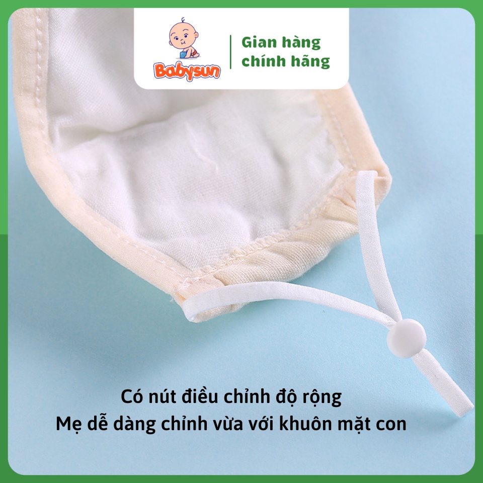 Khẩu trang cho bé 5 lớp, chất liệu vải xô có nút điều chỉnh