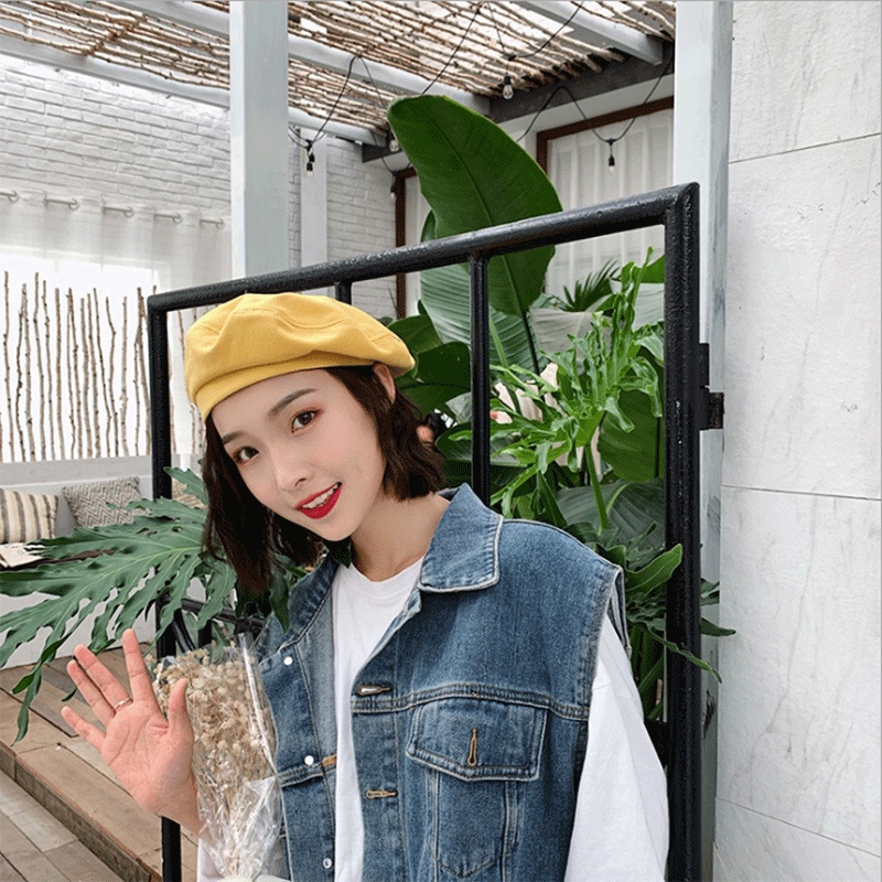 Mũ Nồi Màu Trơn Korea Phong Cách Retro RQN1771