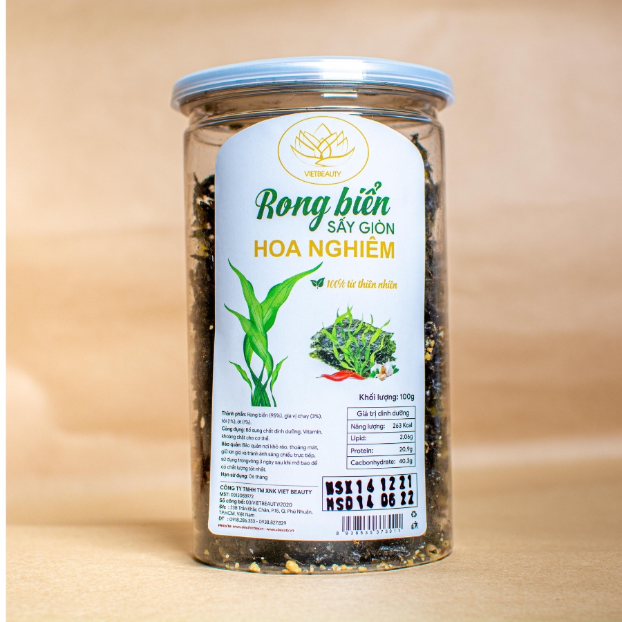Rong biển sấy tỏi - Giòn thơm ngon ăn liền Hoa Nghiêm - Chính hãng - Hũ 100gram - HSD 6 tháng (date luôn mới)- STHP | BigBuy360 - bigbuy360.vn