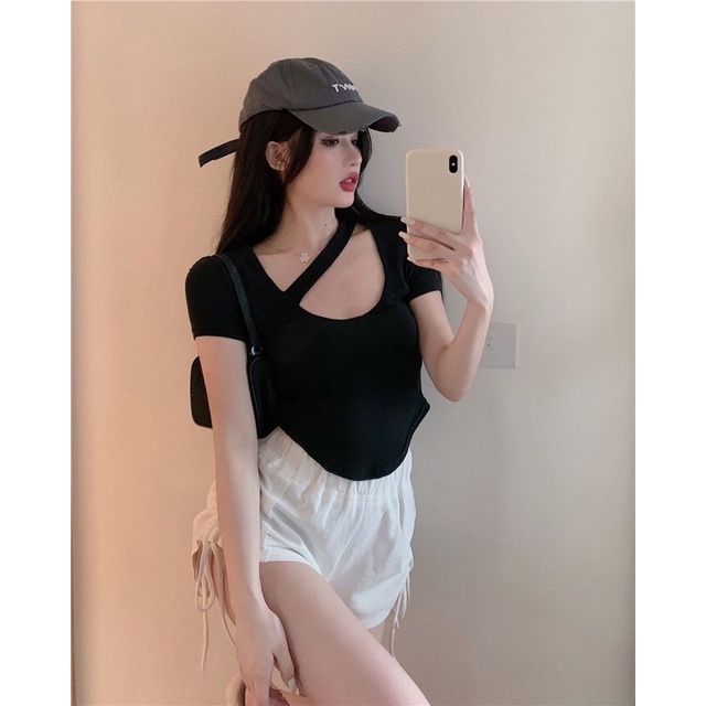 Áo croptop tà bầu phối dây chéo ZUMBEE 2M