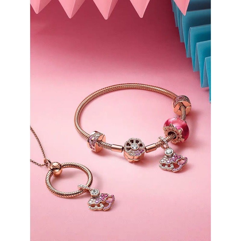 hạt charm pan vương miện đính đá phối màu bạc s925 cao cấp