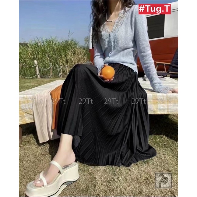 CHÂN VÁY XẾP LY LỤA MÁT HÀNG QUẢNG CHÂU CHẤT ĐẸP MS15566