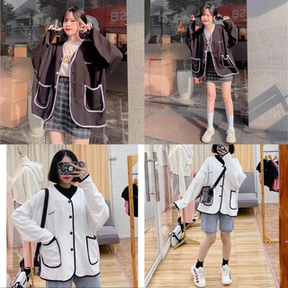 Áo Khoác Nỉ Cardigan END.PAYCE Đen Viền Trắng Unisex