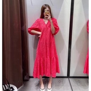 [Order-Sẵn Trắng Hồng XS S ] Đầm maxi thêu hoa xuất dư
