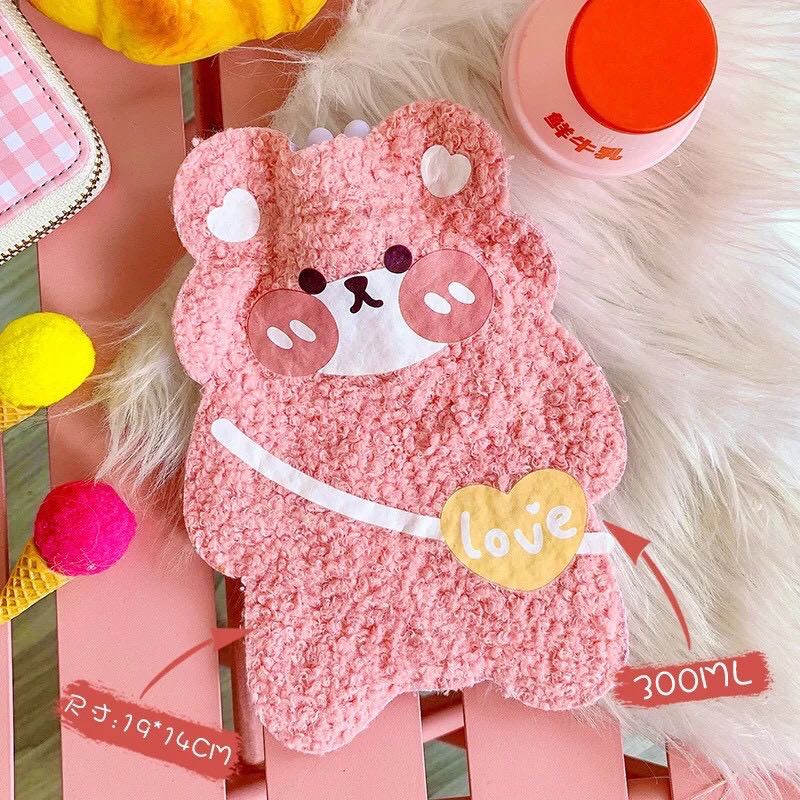 Túi Chườm Nóng Lạnh Hình Gấu Lót Lông Cừu Mềm Mại
