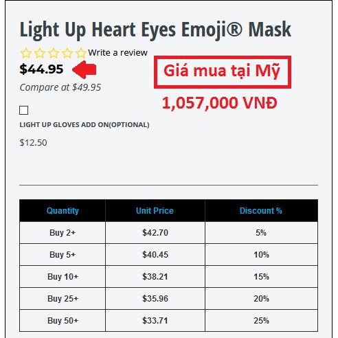 Mặt nạ đèn Emoji, chạy pin AA 3V, chiếu sáng nổi bật  trong đêm, hoá trang độc lạ | Emoji