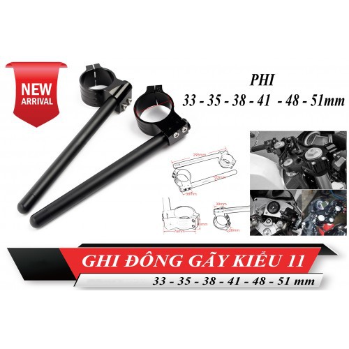 Ghi đông CNC từ 33 35 38 41 48 mm - moto - mô tô - cafe - clip on classic