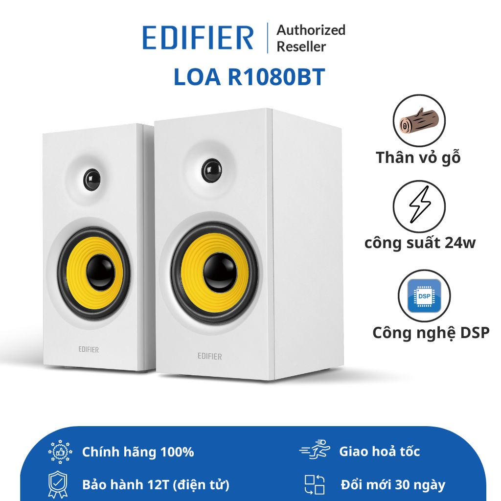 Loa bluetooth 5.0 Edifier R1080BT - Thiết kế tinh tế Công suất 24W Đa dạng cổng kết nối Điều khiển từ xa - Chính hãng