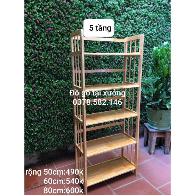 Kệ đa năng 5 tầng 50cm gỗ cao su tự nhiên