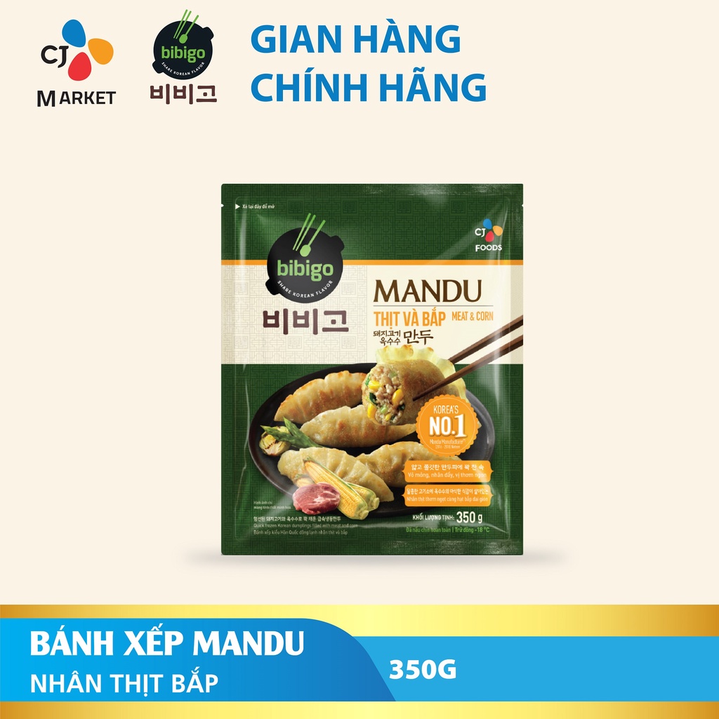 [HCM] Bánh xếp Mandu Hàn Quốc Bibigo - Mandu nhân Thịt Bắp 350g