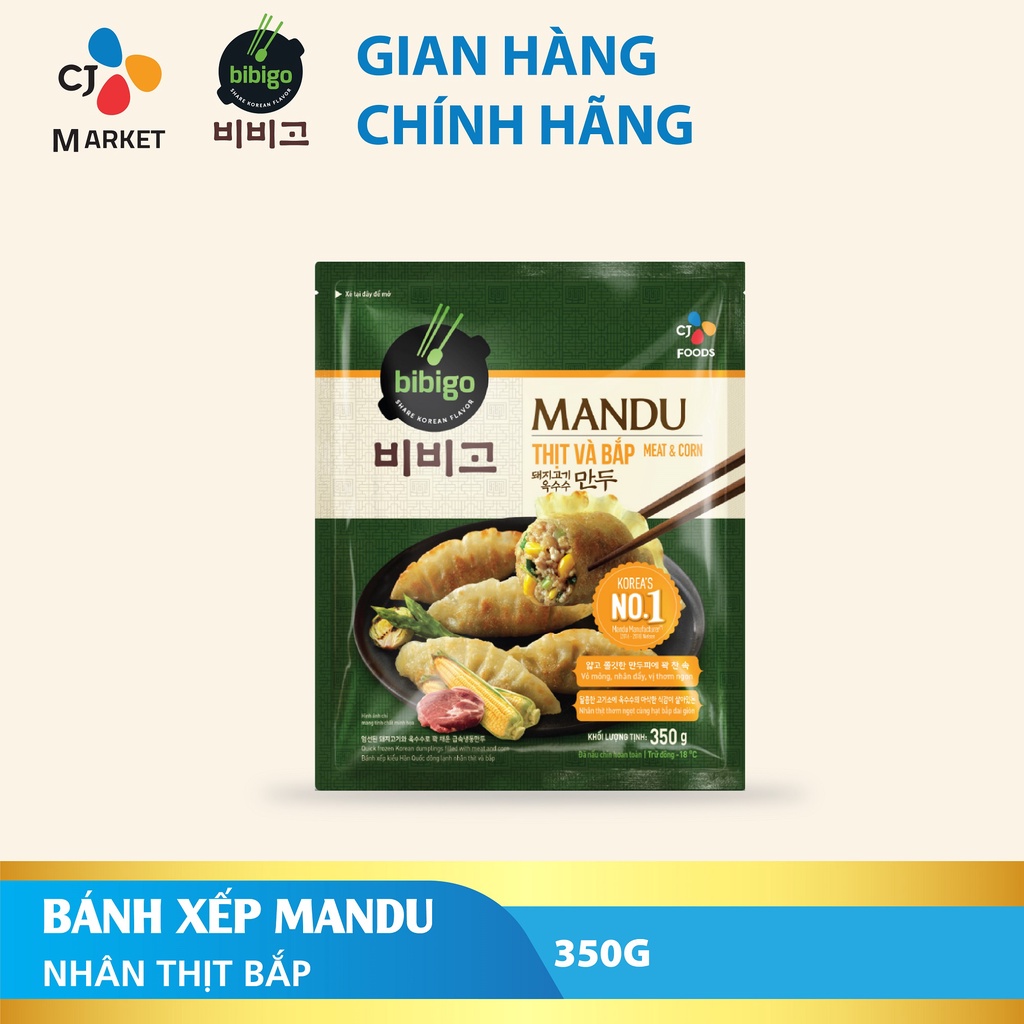 Bánh xếp Mandu Hàn Quốc Bibigo - Mandu nhân Thịt Bắp 350g