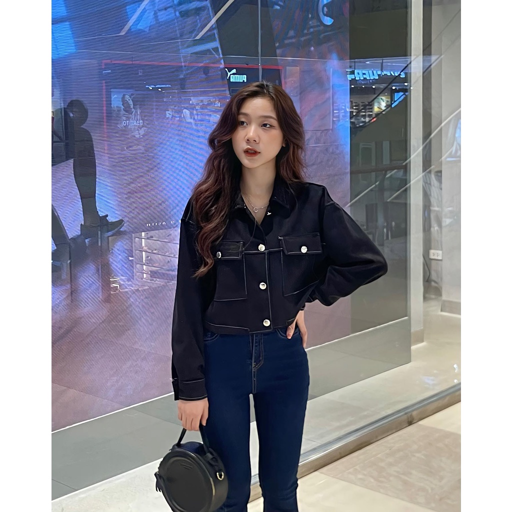 Áo khoác da lộn croptop thơi trang nữ Miho house