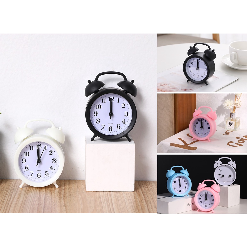 Đồng hồ báo thức để bàn có chuông reo kim đồng hồ yên tĩnh chính xác thích hợp Phòng khách Phòng ngủ Phòng học