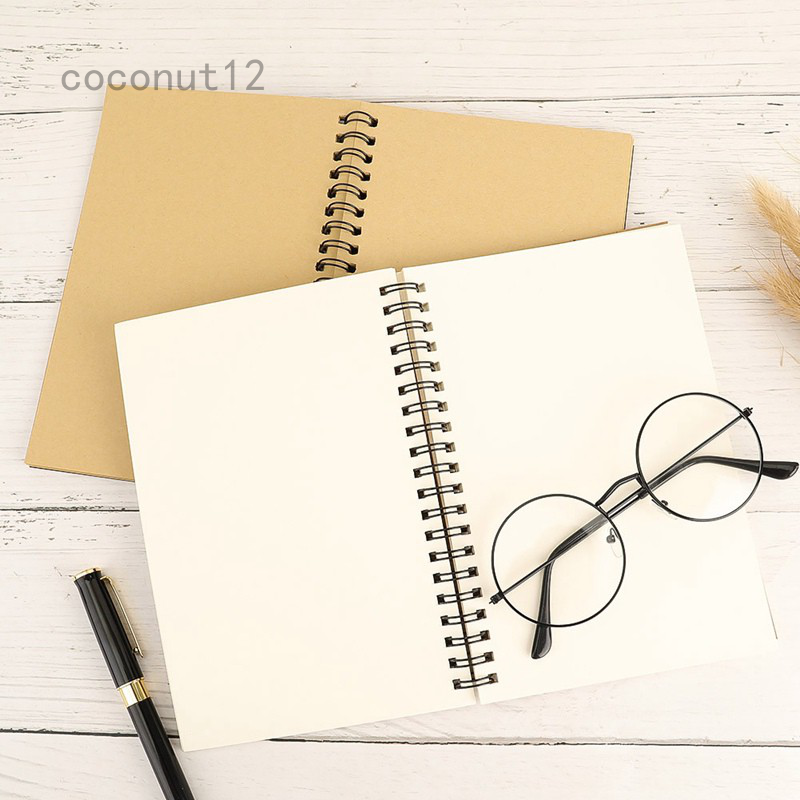Coconut12 Sổ tay giấy thủ công cuộn lò xo theo phong cách retro dùng để vẽ viết nhật ký
