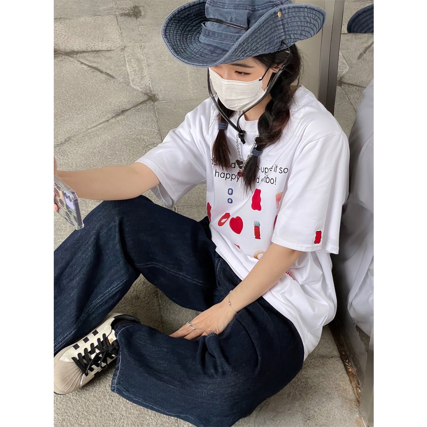NRVP Áo Thun Cổ Tròn Oversize Thời Trang Hàn Quốc 2022 Cho Nữ
