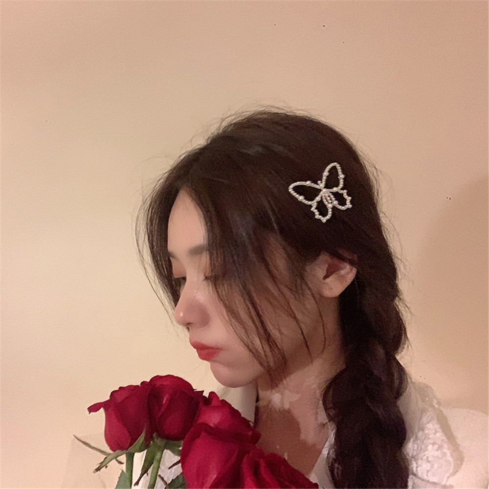 Kẹp Tóc Hình Bướm Đính Ngọc Trai Xinh Xắn Cho Nữ