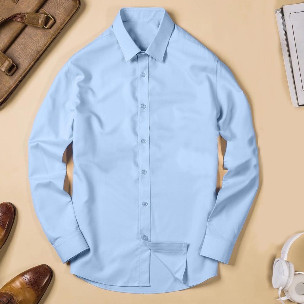 Áo sơ mi nam dài tay cổ bẻ dáng ôm vải lụa premium mềm mại cao cấp chống nhăn Trendyman