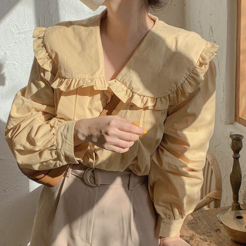 Áo Sơ Mi Cổ Búp Bê Dài Tay Thời Trang Sành Điệu 42318