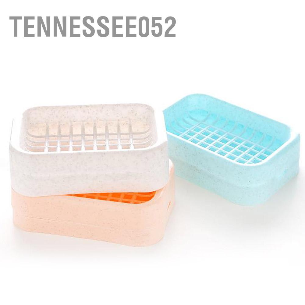 Tennessee052 Plastic Household Bathroom Double-layers Soap Dish Holder Storage Container Draining Box