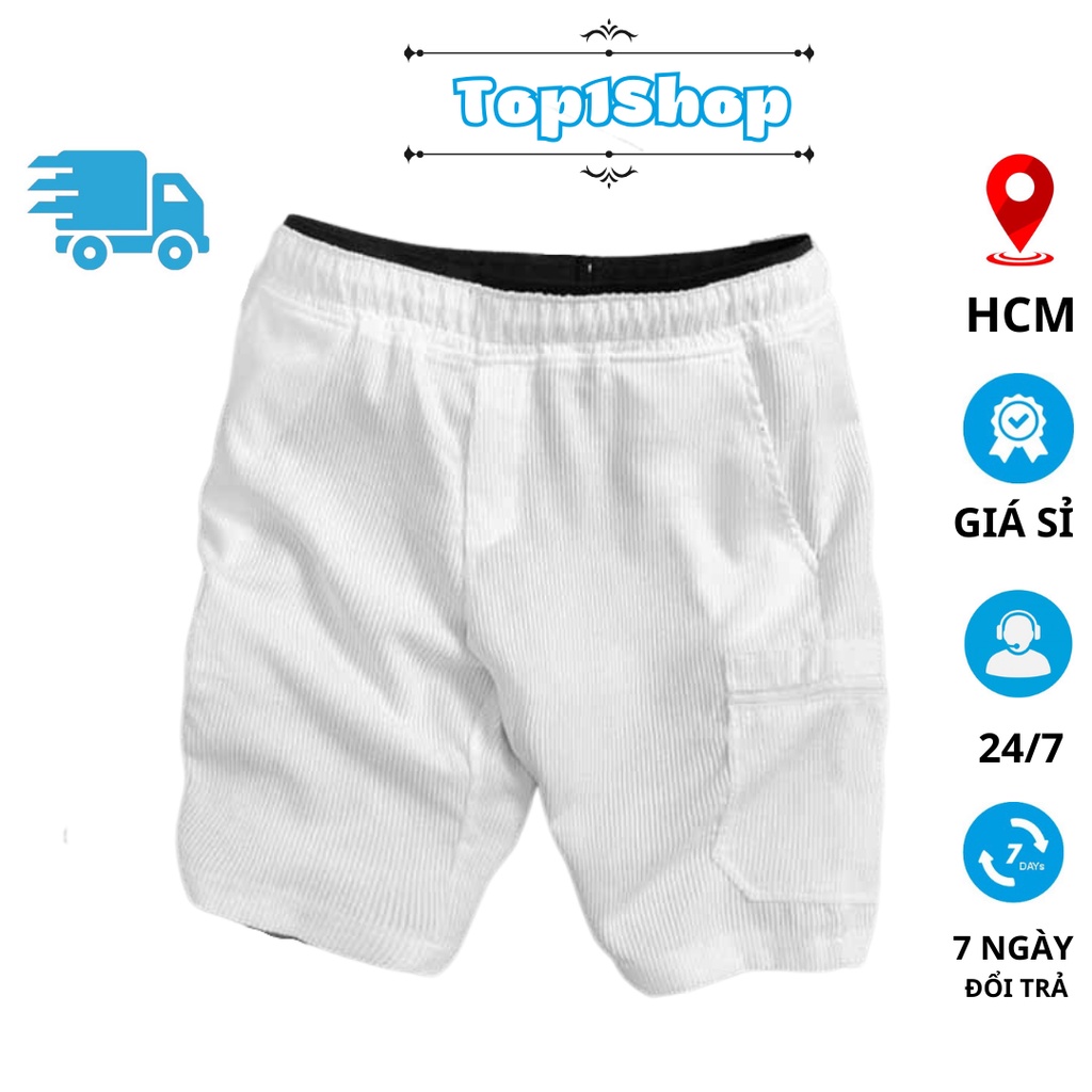 Quần Short Đùi túi hộp Nhung Tăm Nam