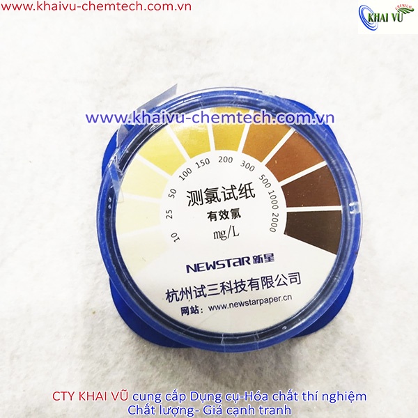 Cuộn giấy 5 mét kiểm tra đo lường nồng độ Clo Chloride 10 đến 2000 ppm (mg/L)