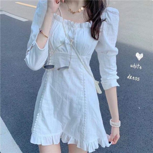 [ ẢNH CẬN VẢI] ĐẦM ULZZANG TRẮNG CHẤT VẢI COTTON THUÊ XINH XẮNXIN | BigBuy360 - bigbuy360.vn