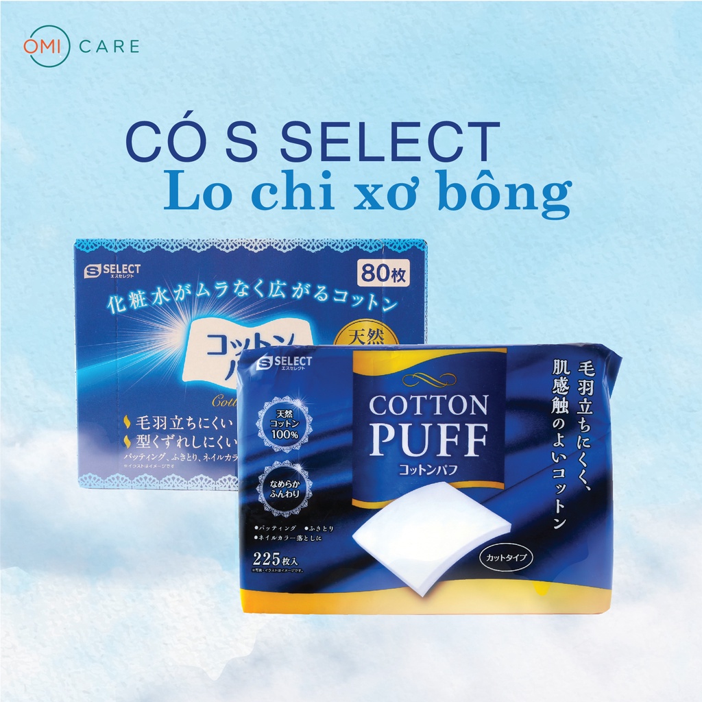 Bông Tẩy Trang S Select Nhật Bản 80 Miếng (Dạng Side-Sealed)