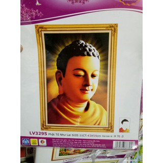 tranh thêu chữ thập phật tôt như lai kt 43x59cm