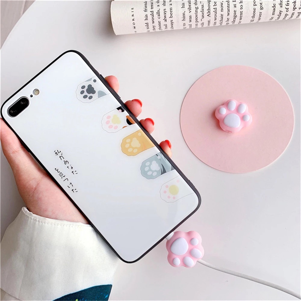 Phụ kiện bảo vệ dây cáp sạc/tai nghe hình chân mèo dễ thương tiện dụng