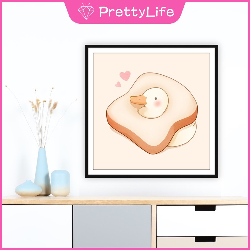 Bộ Tranh Đính Đá 5D Họa Tiết Chú Vịt Vàng Độc Đáo Kích Thước 40x40cm/50x50cm Dùng Trang Trí Nhà Cửa